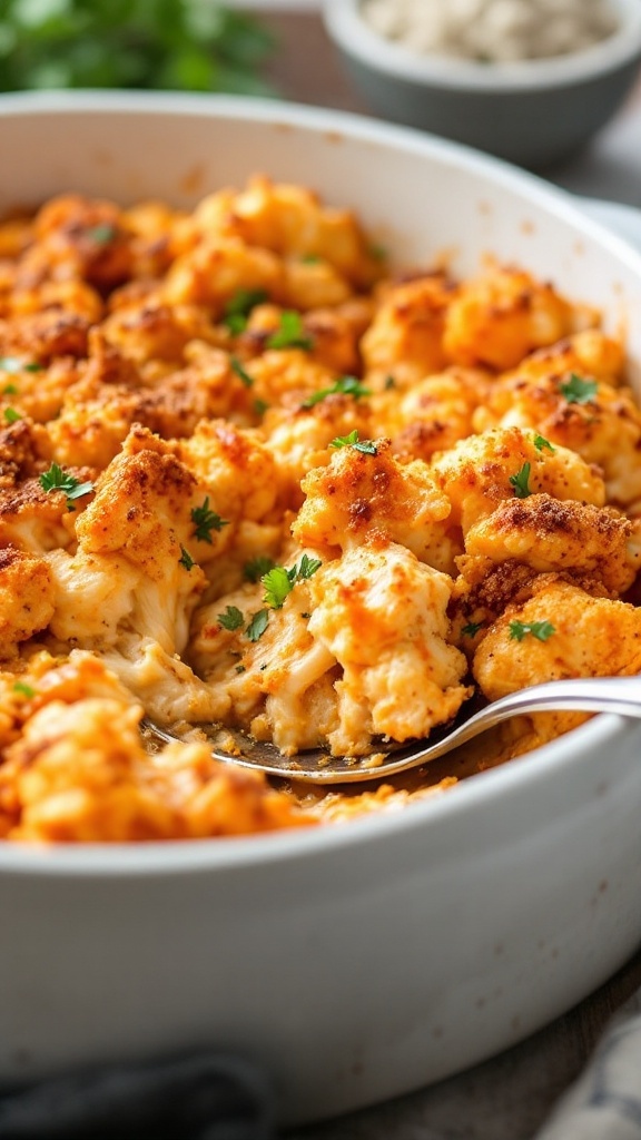 Buffalo Cauliflower and Chicken Casserole