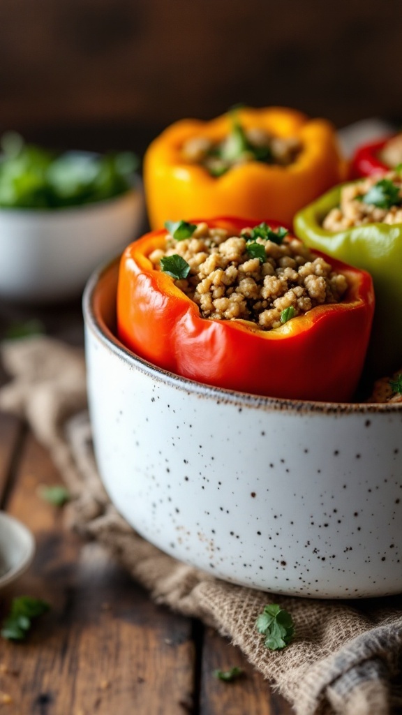 Stuffed bell peppers filled with quinoa and turkey